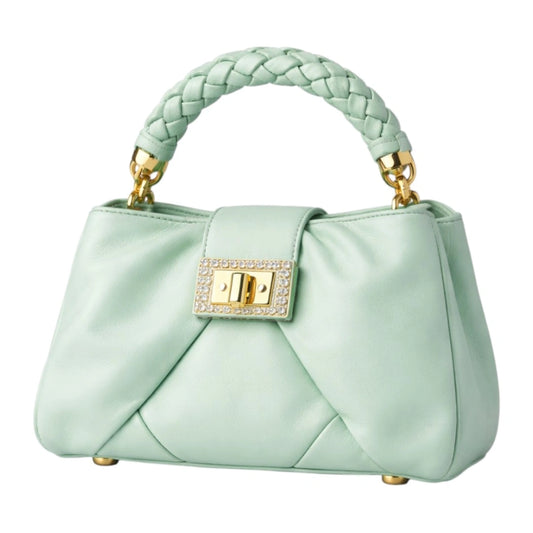 Carrywave Elegant Mint Green Braided Handle Women Handbag