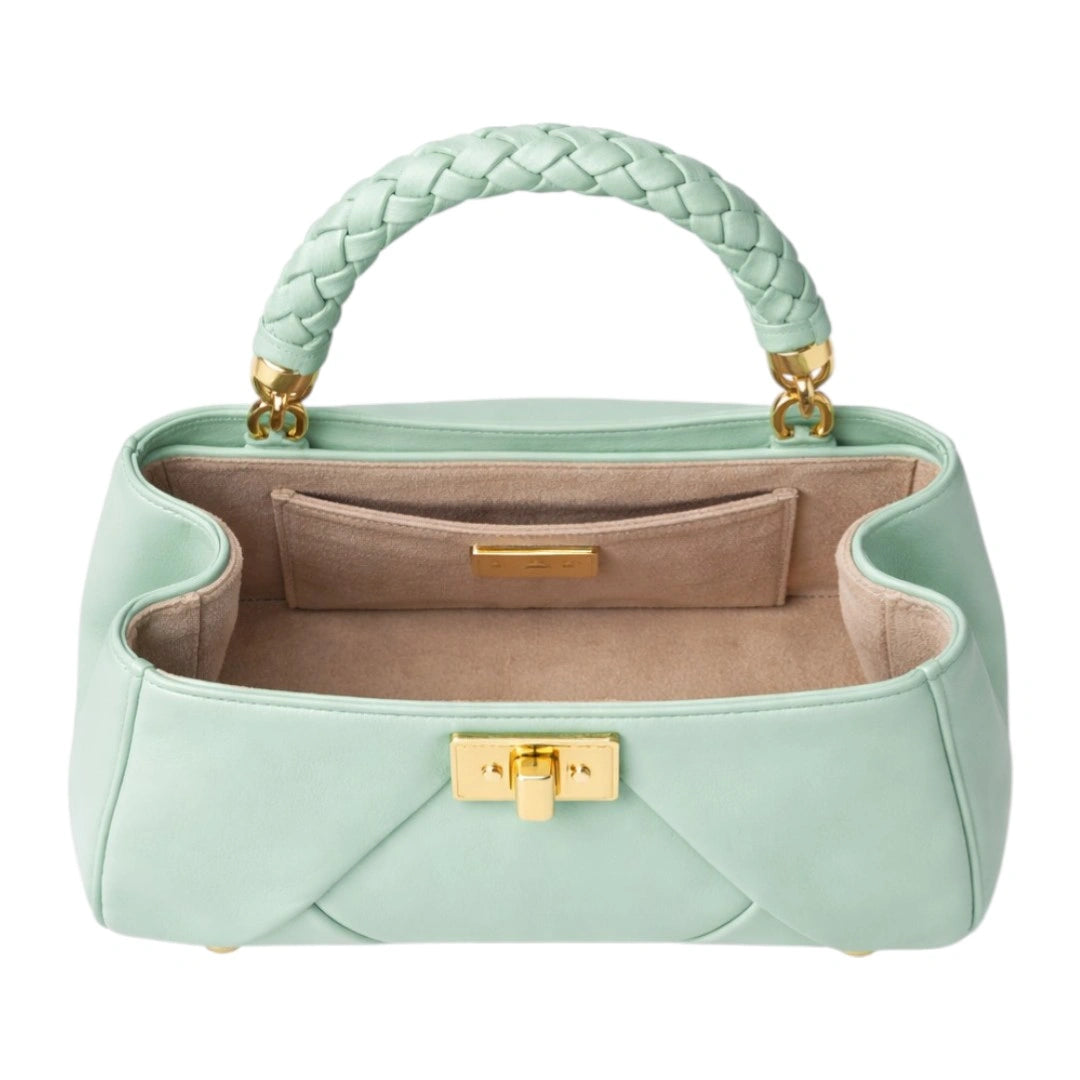 Carrywave Elegant Mint Green Braided Handle Women Handbag