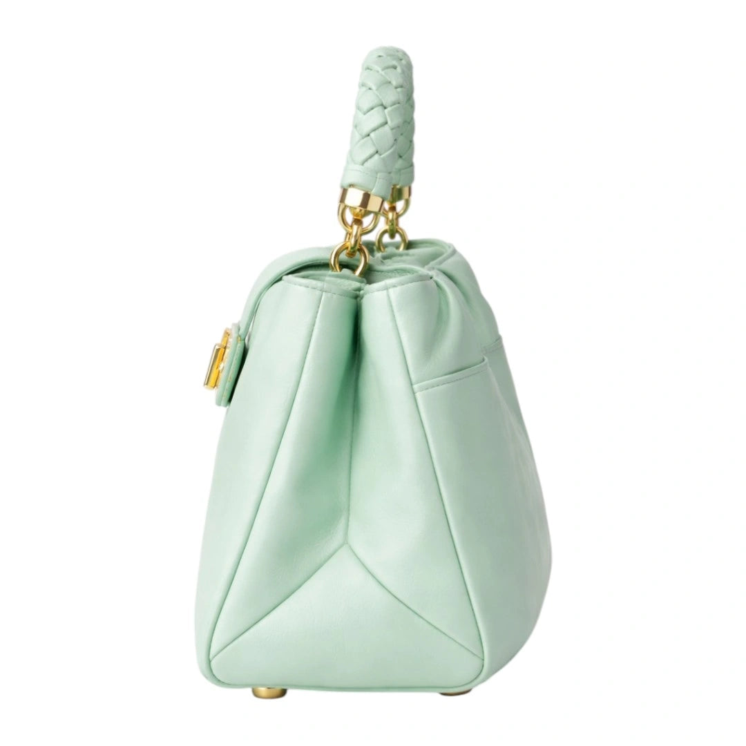 Carrywave Elegant Mint Green Braided Handle Women Handbag