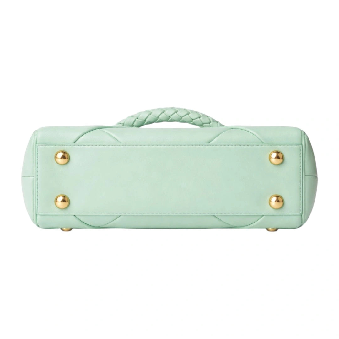 Carrywave Elegant Mint Green Braided Handle Women Handbag