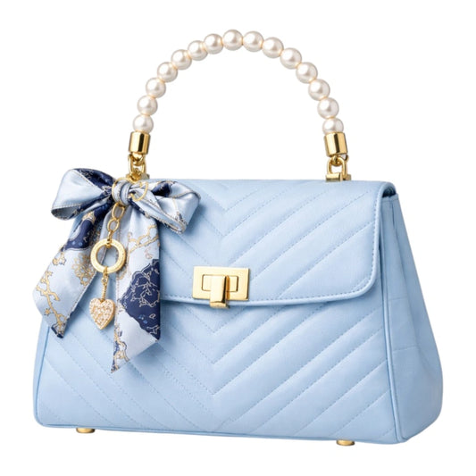 Carrywave Elegant Pearl Handle Quilted Handbag